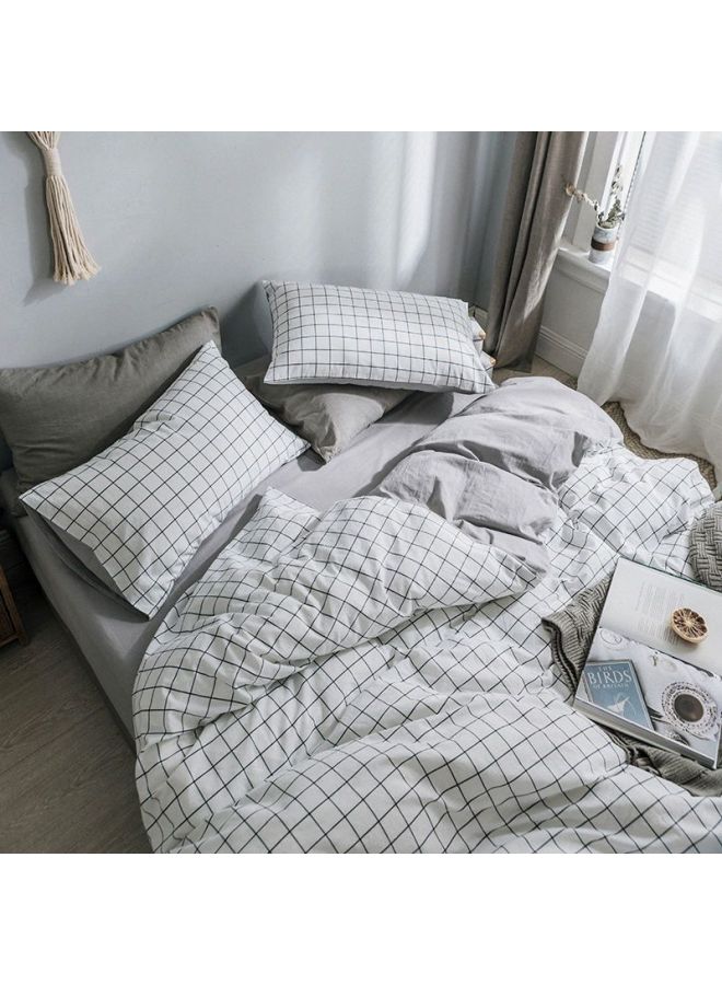 Nanjiren Four-piece Set Washed Cotton Quilt Cover Student Dormitory Bed Single Quilt Three-piece Set Bedding Quilt Cover-Color:City Mood-Specifications:2x 2.3 M [single Quilt Cover]] - Image 1