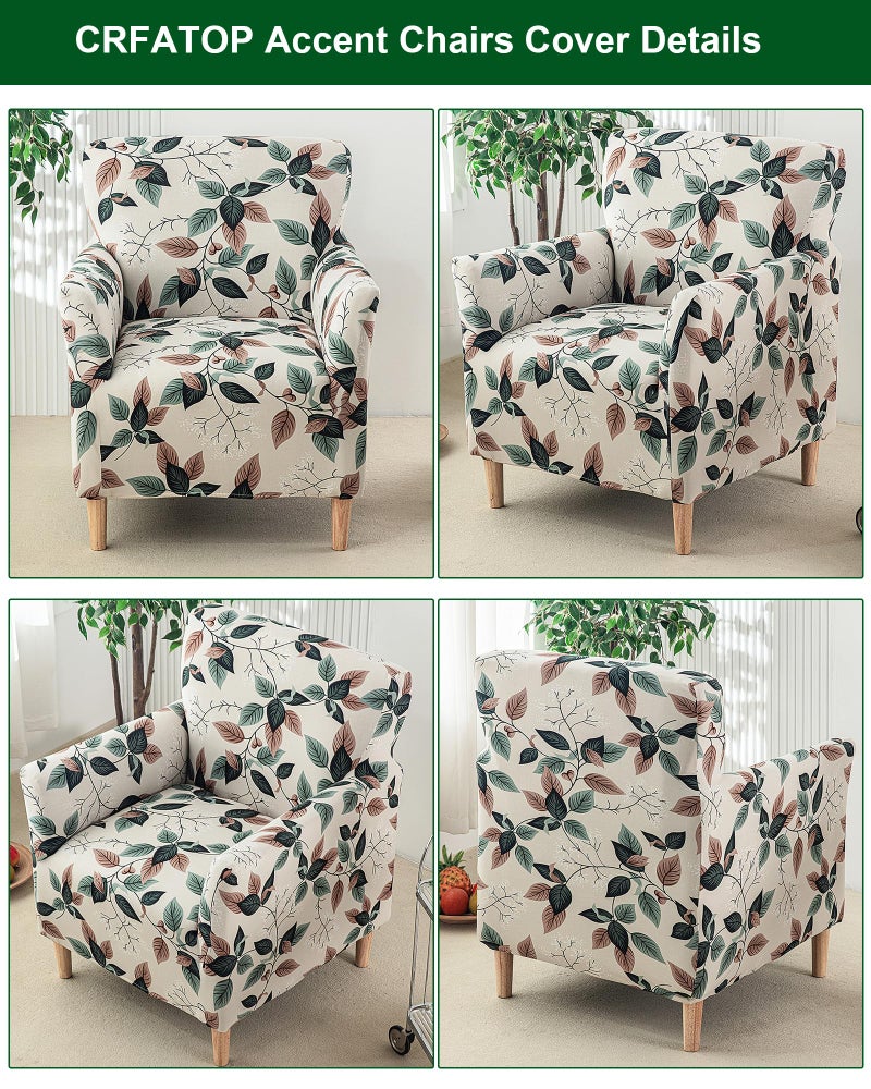 CRFATOP Printed Stretch Chair Slipcovers with Arms for Living Room 1 Piece Accent Chair Covers Soft Banquet Chair Covers Saucer Armchair Furniture Protector Office Reception Reading Sofa,A49 - Image 3