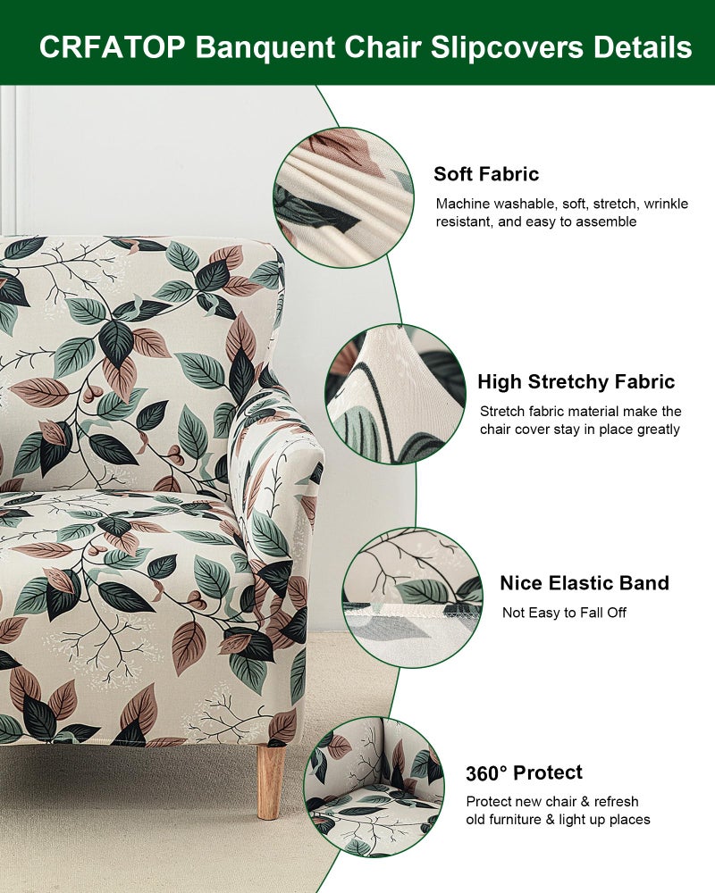 CRFATOP Printed Stretch Chair Slipcovers with Arms for Living Room 1 Piece Accent Chair Covers Soft Banquet Chair Covers Saucer Armchair Furniture Protector Office Reception Reading Sofa,A49 - Image 4