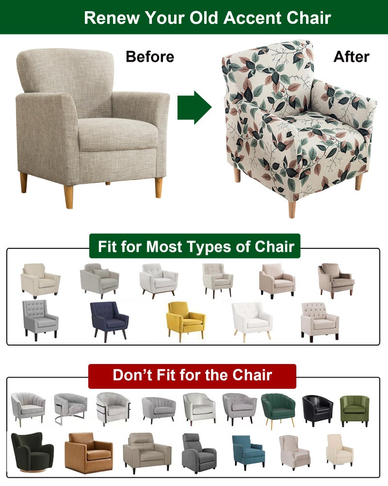 CRFATOP Printed Stretch Chair Slipcovers with Arms for Living Room 1 Piece Accent Chair Covers Soft Banquet Chair Covers Saucer Armchair Furniture Protector Office Reception Reading Sofa,A49 - Image 5