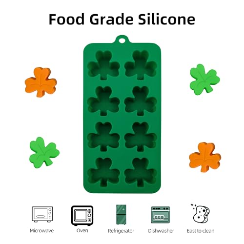 EDUEE Silicone Shamrock Mold St Patrick's Chocolate Molds 3 pcs for Ice, Candy, Resin, Sugar Craft Cake Decoration, Cupcake Topper, Polymer Clay - Image 3