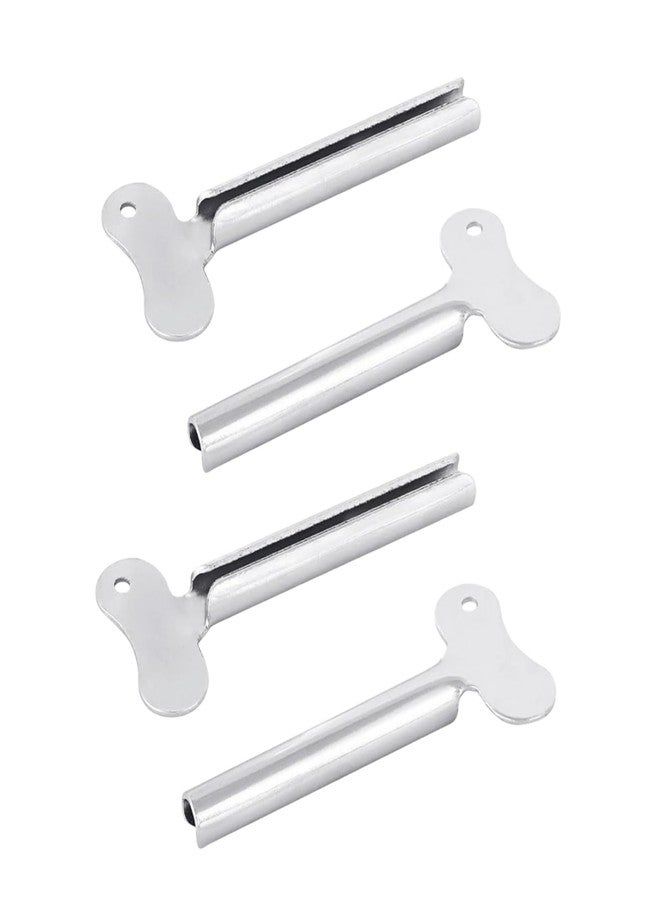Tnyvm 4Pcs Silver Metal Tube Squeezer Keys, Toothpaste Metal Hair Dye Color Key Roller Dispenser Tool Durable Processing, Toothpaste and Hair Color Dispenser Tool, Daily Living Tube Squeezing Aids - Image 1