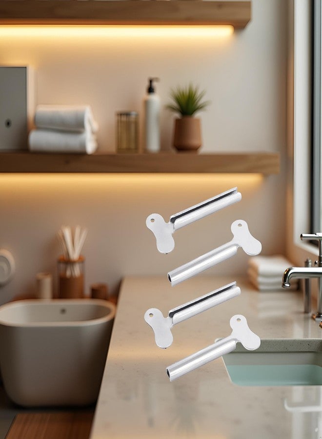 Tnyvm 4Pcs Silver Metal Tube Squeezer Keys, Toothpaste Metal Hair Dye Color Key Roller Dispenser Tool Durable Processing, Toothpaste and Hair Color Dispenser Tool, Daily Living Tube Squeezing Aids - Image 4