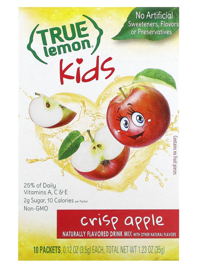 مزيج مشروبات الأطفال True Lemon بنكهة التفاح المقرمش 10 عبوات 0.12 أونصة (3.5 جرام) لكل منها