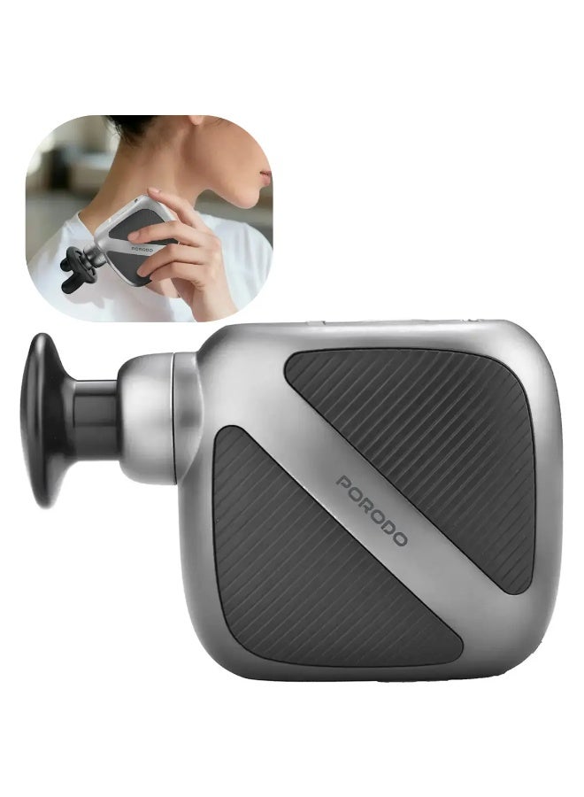 porodo Pocket Muscle Relief Massager, Portable Deep Tissue Massage Gun, 4 Speed Levels, Rechargeable Handheld Body Massager with Interchangeable Heads - Image 1