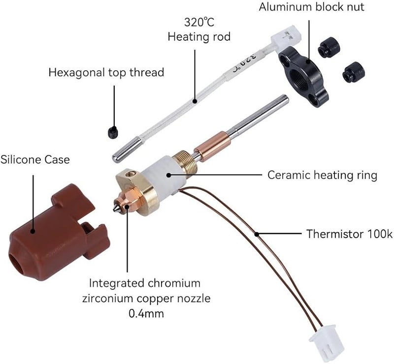 Creality K1C K1 Max Quick Swap Hotend Kit 2Pcs Ceramic Heating Block Nozzle - Image 5