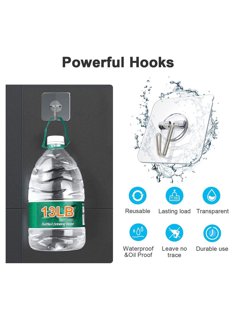 Znben Adhesive Hooks Znben Reusable Utility Hooks Heavy Duty 13LB Wall Hooks Transparent Seamless Hooks Waterproof and Oil Proof for Kitchen Bathroom Ceiling Office Window 8 Pack  - Image 3