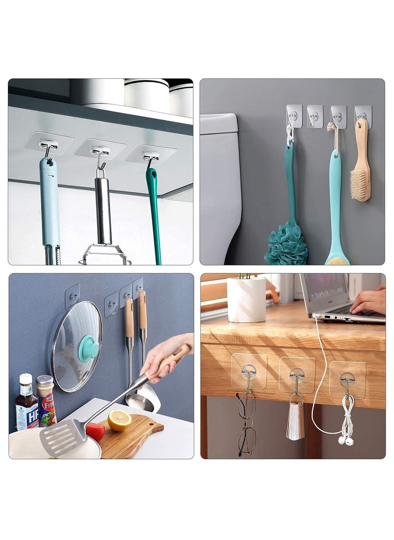 Znben Adhesive Hooks Znben Reusable Utility Hooks Heavy Duty 13LB Wall Hooks Transparent Seamless Hooks Waterproof and Oil Proof for Kitchen Bathroom Ceiling Office Window 8 Pack  - Image 2