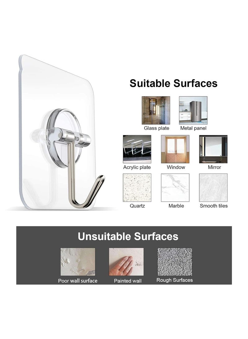 Znben Adhesive Hooks Znben Reusable Utility Hooks Heavy Duty 13LB Wall Hooks Transparent Seamless Hooks Waterproof and Oil Proof for Kitchen Bathroom Ceiling Office Window 8 Pack  - Image 5