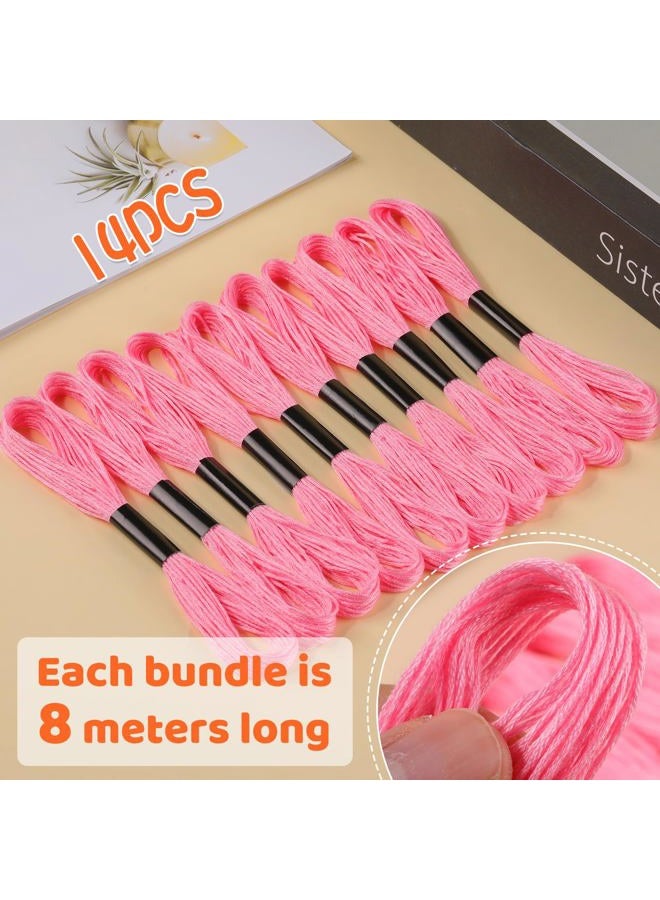 Dercuy 10 Skeins Cross Floss Stitch Thread, 8m Cotton Embroidery Floss-Cross Stitch Thread, Embroidery Thread Floss Set, Stitch Threads Polyester Thread Friendship Bracelets Thread（Pink） - Image 3
