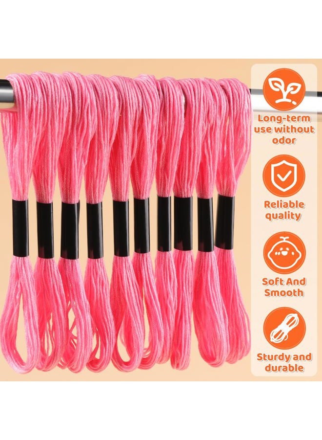 Dercuy 10 Skeins Cross Floss Stitch Thread, 8m Cotton Embroidery Floss-Cross Stitch Thread, Embroidery Thread Floss Set, Stitch Threads Polyester Thread Friendship Bracelets Thread（Pink） - Image 2