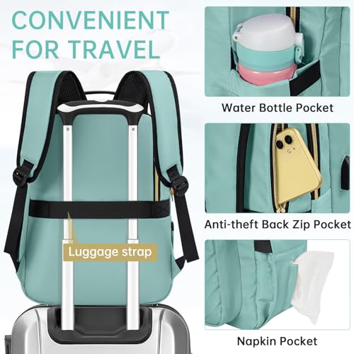 WELIDAY 15.6 Inch Laptop Backpack for Women, Large Capacity Travel Backpack Purse with Multiple Pockets and Compartments Work Business Backpacks Teacher Bags, Green - Image 5