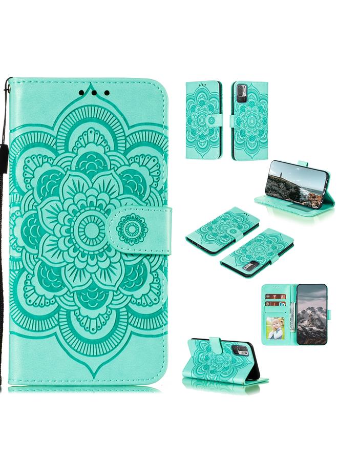 Case For Xiaomi Redmi Note 10 5G Mandala Embossing Pattern Horizontal Flip PU Leather Case with Holder & Card Slots & Wallet & Lanyard