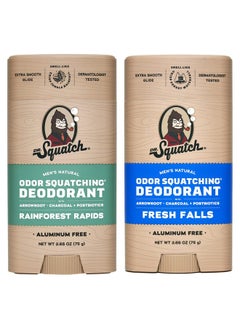 Dr. Squatch Dr. Squatch Natural Deodorant for Men - Odor-Squatching Men's Deodorant Aluminum Free - Rainforest Rapids + Fresh Falls (2.65 oz, 2 Pack)  - Image 1