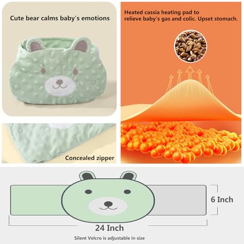 ISANPAN Baby Colic and Gas Relief - Cassia Seed Heated Tummy Wrap,Baby Heating Pad Swaddle Belt Relieves and Soothes Gas,Bloating and Upset Stomach (Green) - Image 5
