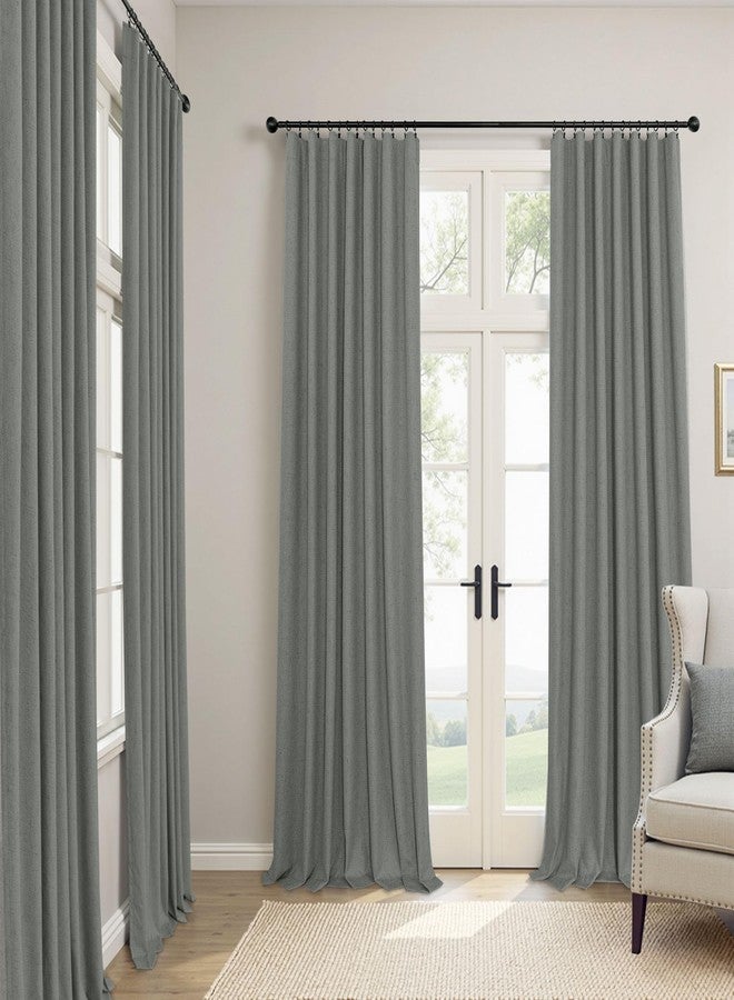 Pitalk Grey Blackout Curtains for Bedroom 84 Inch Length 2 Panel Linen Textured Thermal Insulated Winter Blocking Darkening Window Drape Black Out Long Curtain for Living Room Sliding Door Back Tab Dark Gray - Image 2