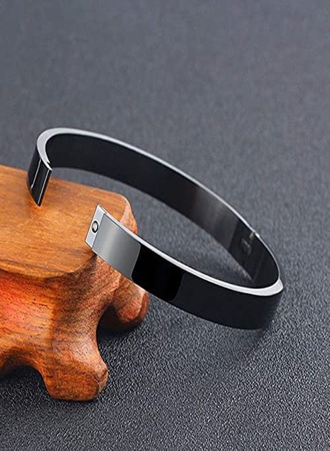 VIEN HIGH Plain Openable Polished Black Stainless Steel Kada Bracelets for Men Mens Boy Boyfriend Latest Jewellery with Bracelet Box-Bracelet-M104 - Image 4