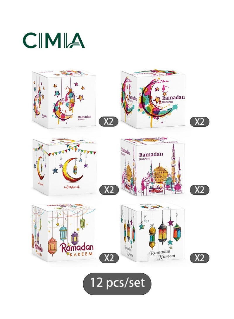 السيميا 12 حقيبة لتوزيع الحلوى / صناديق ورقية لتوزيع للأطفال، طباعة ألوان بعنصر المهرجان التقليدي - هدايا للأطفال وصناديق ورقية صديقة للبيئة للشوكولاتة/الحلوى - Image 1