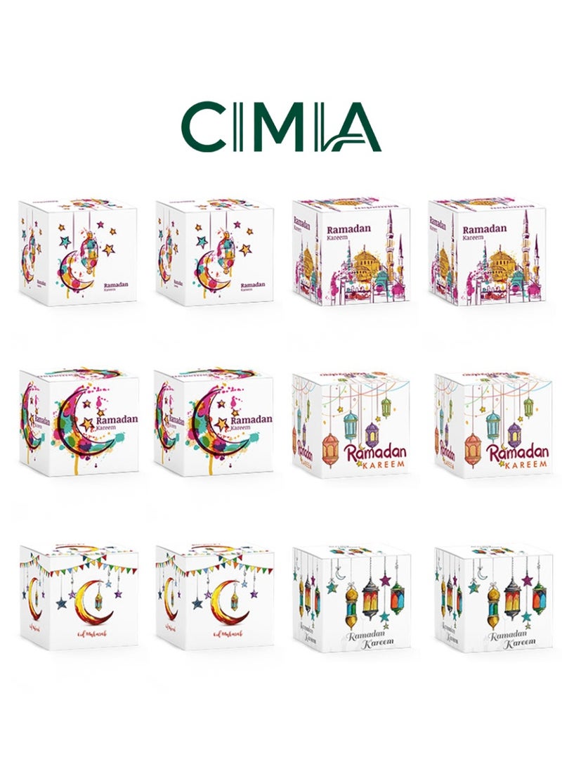 السيميا 12 حقيبة لتوزيع الحلوى / صناديق ورقية لتوزيع للأطفال، طباعة ألوان بعنصر المهرجان التقليدي - هدايا للأطفال وصناديق ورقية صديقة للبيئة للشوكولاتة/الحلوى - Image 3