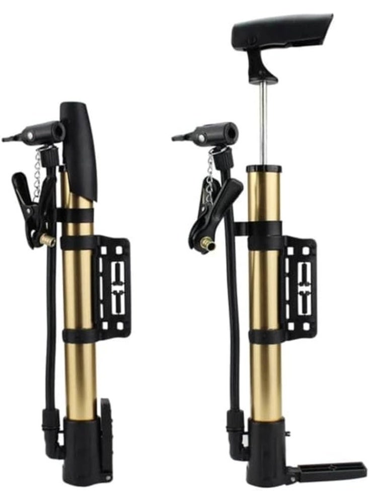 منفاخ دراجات يدوي ميني محمول عالي الضغط مع قاعدة قدم وإطار تثبيت - Image 1