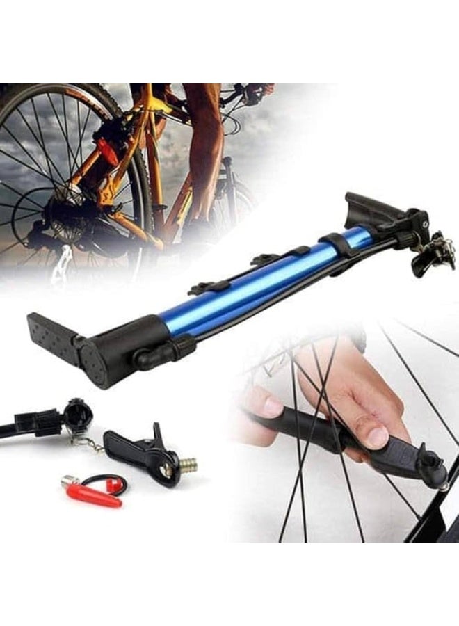 منفاخ دراجات يدوي ميني محمول عالي الضغط مع قاعدة قدم وإطار تثبيت - Image 3