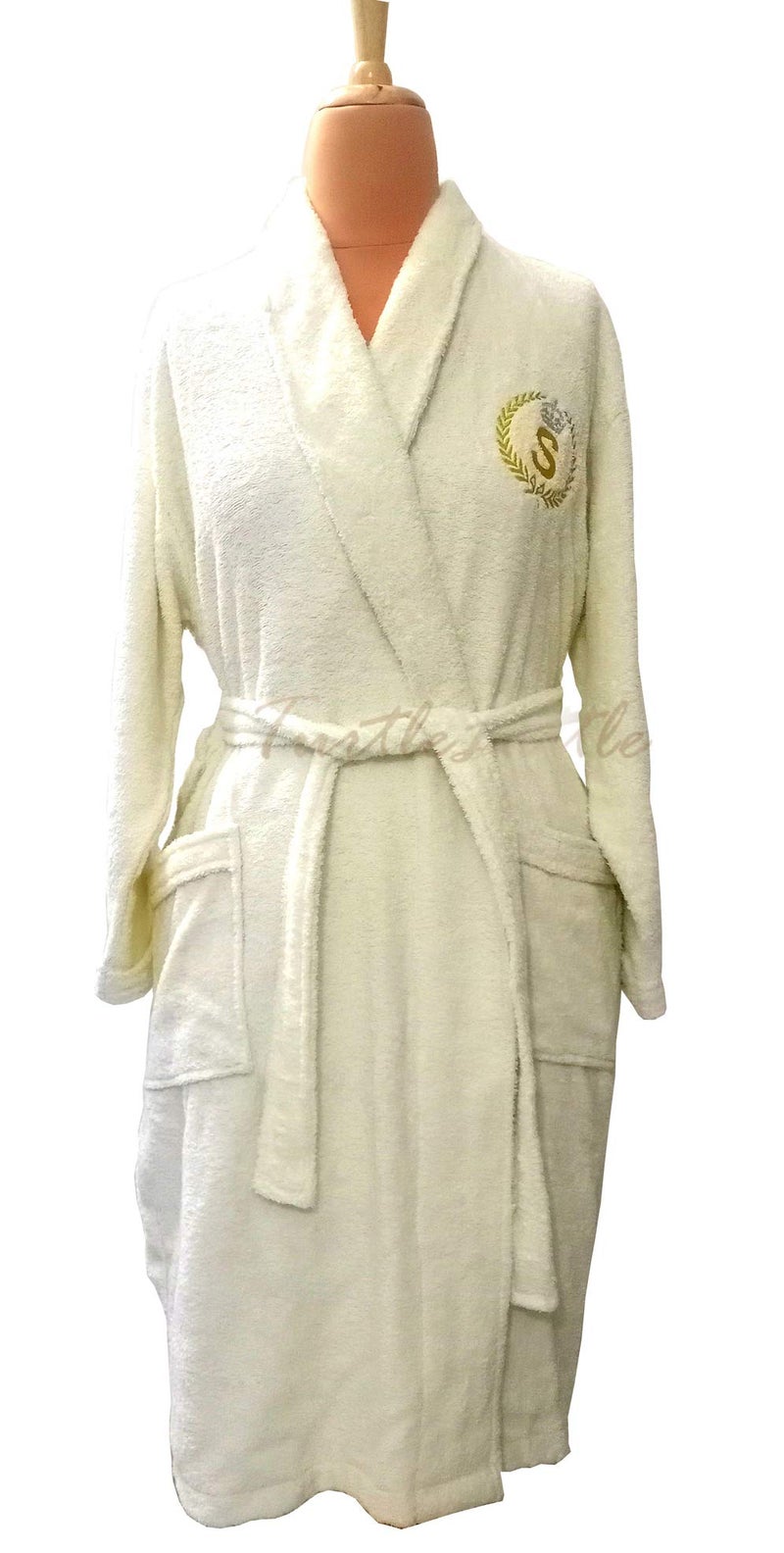 TurtleLittle TurtleLittle, Cotton, Personalized Beach Shorts Bathrobe for Teenager Boys with Name and Initials, 350 GSM (Set of 1, Ivory White) - Image 2