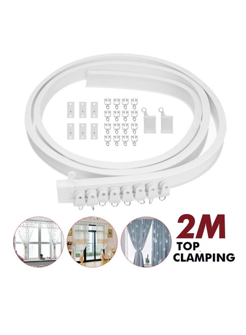 2M Flexible Ceiling Curtain Track Bendable Window Rod Rail Straight Curve Shower Curtain Decorative Accessories Home Decor - Image 1