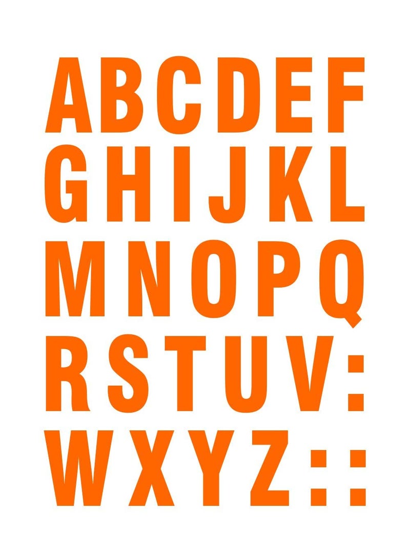 decalbazaar Vinyl ABC Alphabet Letters Glossy Glass Wall Vehicle Sticker 1.5 Inches Orange - Image 1