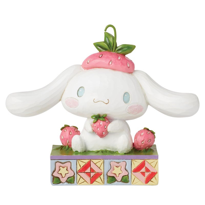 Enesco Sanrio by Jim Shore Cinnamoroll Holding a Strawberry Figurine Stone Resin Hand Painted Crafted Collectible Hello Kitty Figurines Home Decor Statue 45 Inch