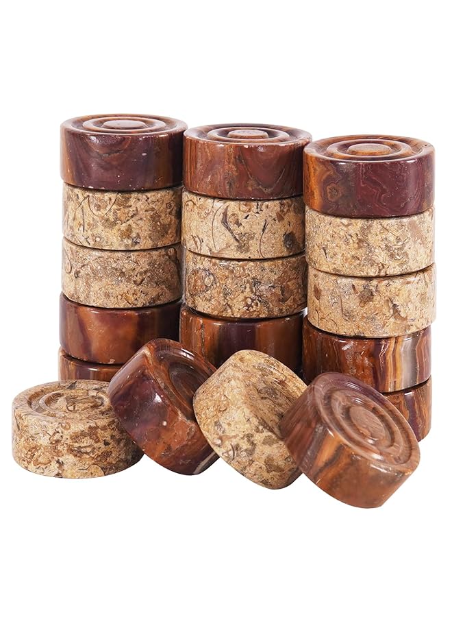 RADICALn Marble Checker Figures 1.25'' Inches Red And Coral Handmade Checkers Board Game In Sports & Outdoors Draughts Checkers Pieces For Outdoor Games - Image 1