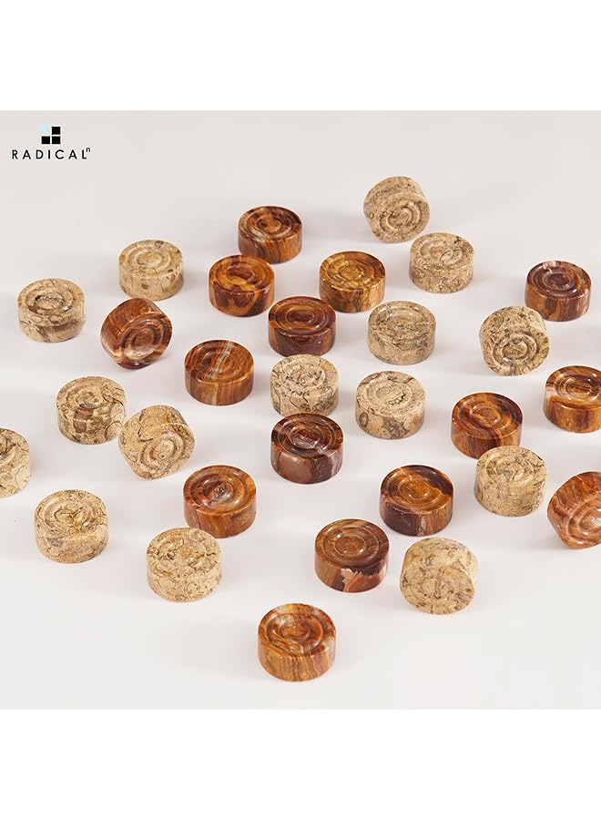 RADICALn Marble Checker Figures 1.25'' Inches Red And Coral Handmade Checkers Board Game In Sports & Outdoors Draughts Checkers Pieces For Outdoor Games - Image 3