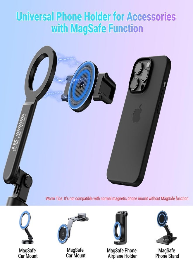 JJC Phone Clamp Holder for Magnetic Car Mount Tripod Stand with MagSafe Function, Gym Magnetic Phone Clip for Metal Surface with 2 Cold Shoes & 1/4" Screw for iPhone Samsung Galaxy Google Pixel-Black - Image 3