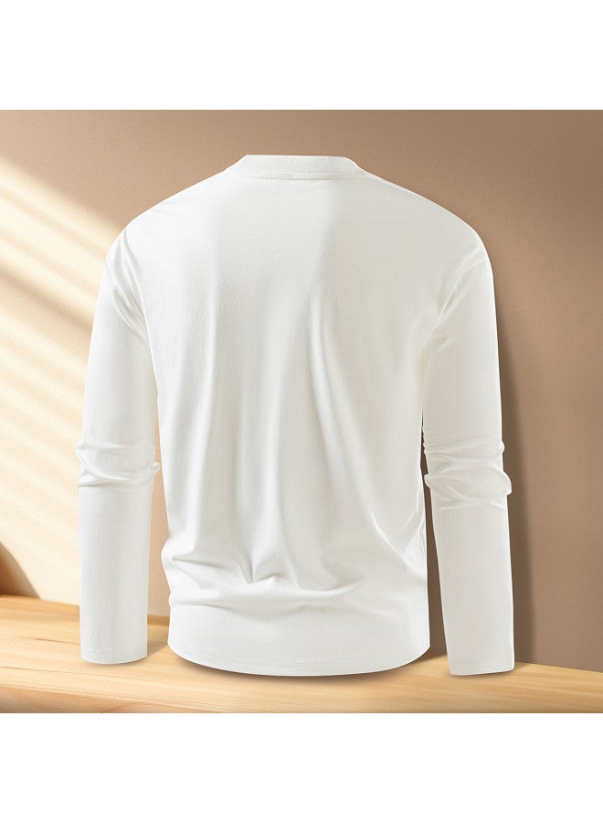 ROMON 【الطراز الصيني طوق تانغ】 قميص قاعدة رجالي من قطن ميلان، قابل للارتداء كلباس خارجي، تي شيرت رجالي بأكمام طويلة - Image 4