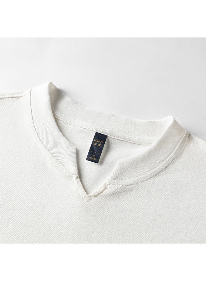 ROMON 【الطراز الصيني طوق تانغ】 قميص قاعدة رجالي من قطن ميلان، قابل للارتداء كلباس خارجي، تي شيرت رجالي بأكمام طويلة - Image 5