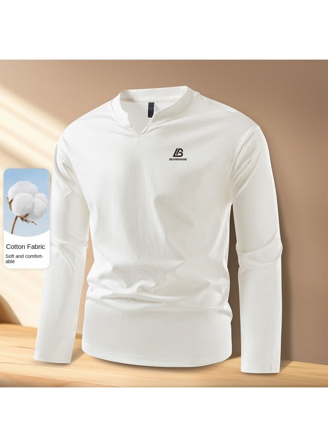 ROMON 【الطراز الصيني طوق تانغ】 قميص قاعدة رجالي من قطن ميلان، قابل للارتداء كلباس خارجي، تي شيرت رجالي بأكمام طويلة - Image 2