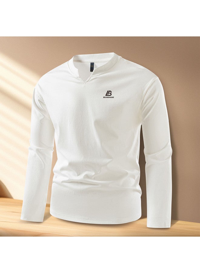 ROMON 【الطراز الصيني طوق تانغ】 قميص قاعدة رجالي من قطن ميلان، قابل للارتداء كلباس خارجي، تي شيرت رجالي بأكمام طويلة - Image 3