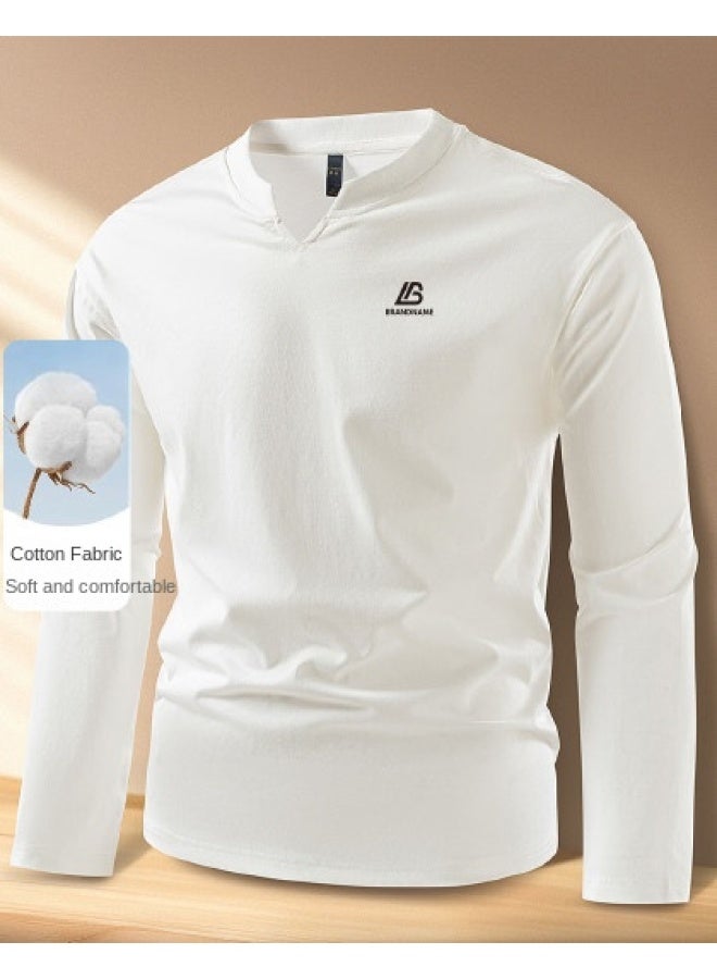 ROMON 【الطراز الصيني طوق تانغ】 قميص قاعدة رجالي من قطن ميلان، قابل للارتداء كلباس خارجي، تي شيرت رجالي بأكمام طويلة - Image 1