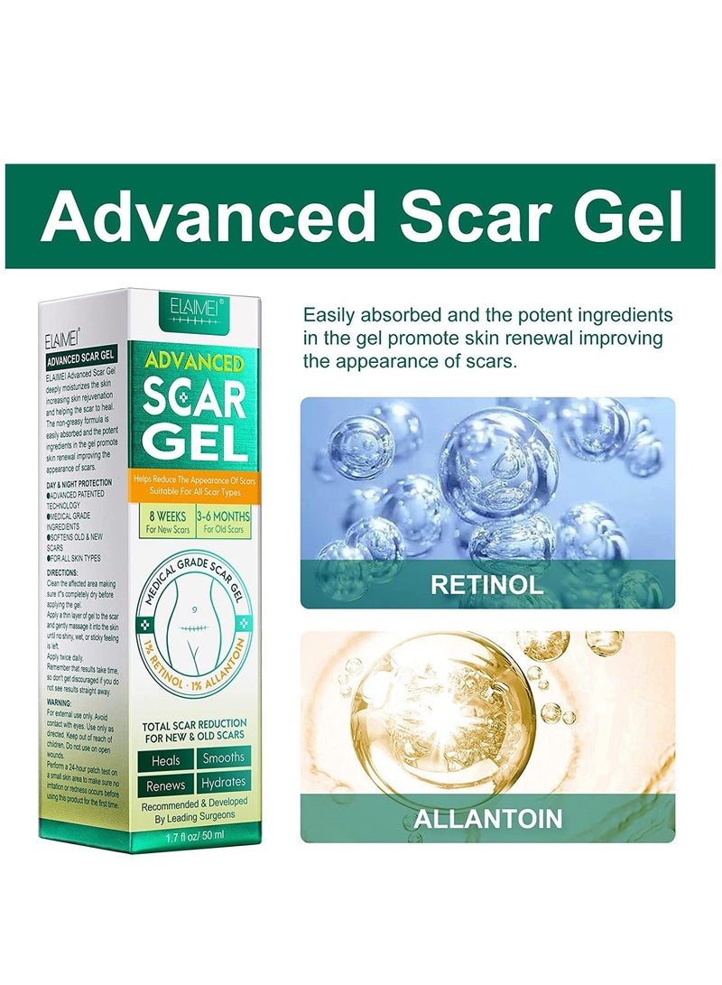 Elaimei جل إزالة الندبات جل الندبات المتقدم يعمل على تليين وتسطيح الندبات الناتجة عن الجراحة والإصابة والحروق وعلاج الندبات الطبيعية للوجه والجسم 50 مل - Image 5