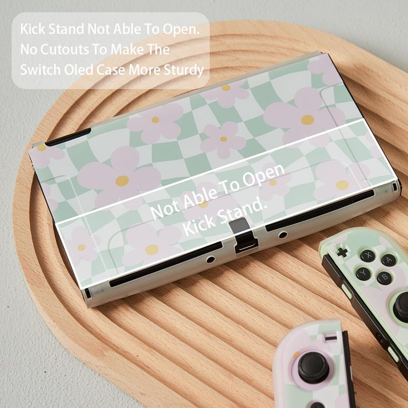 Casosexplorelab Protective Case for Switch OLED, Silicone Cover Shell Compatible with Nintendo Switch OLED Dockable Case Cozy Accessory Full Protection for Controller & Joy con-Sage Green Checker - Image 4