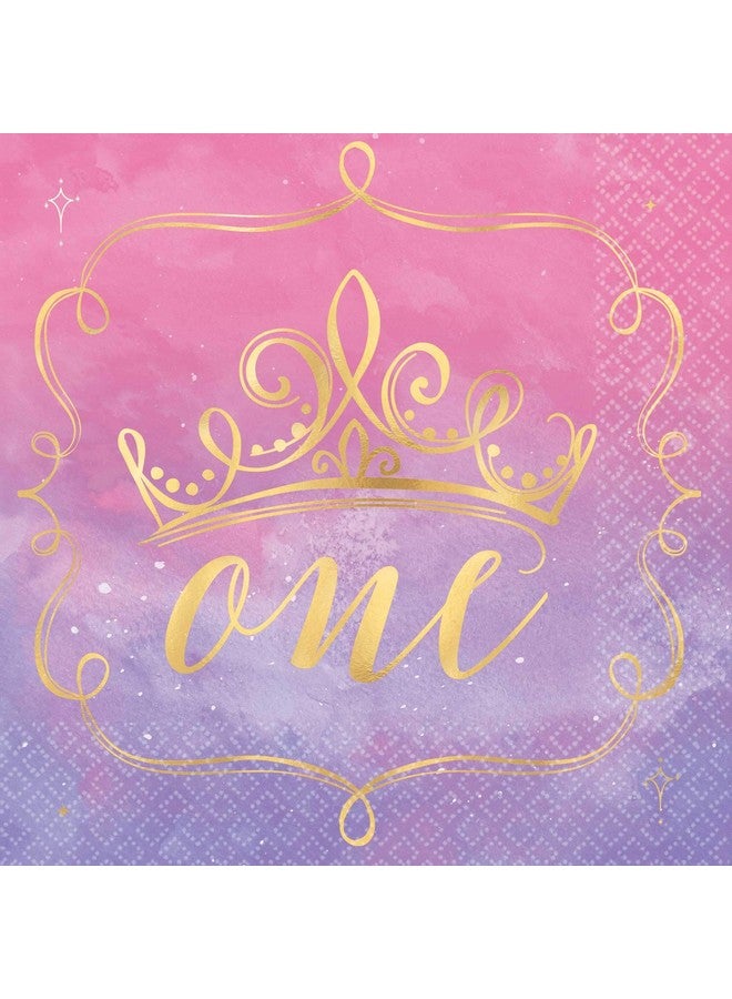 Amscan "Disney Princess" 1St Birthday Metallic Luncheon Napkins 6.5" X 6.5" 16 Ct. - Image 2