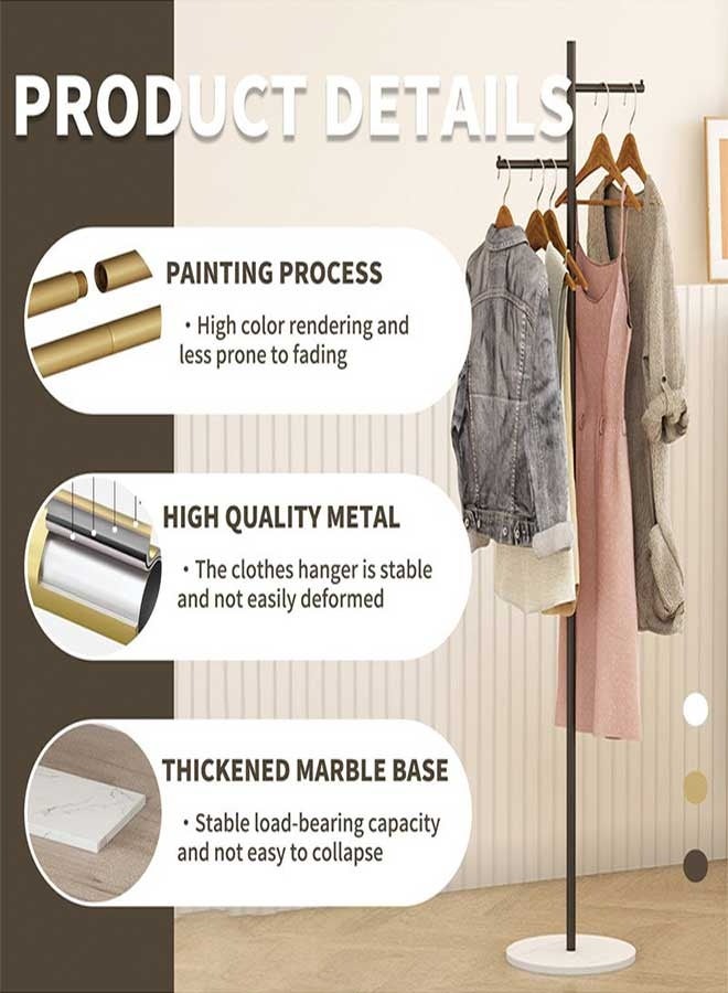 رَوَائِد علاقة معاطف سوداء بقاعدة حجرية – حامل ملابس معدني قائم بذاته مع قضيب صغير للملابس، مناسب للمدخل أو الممر أو غرفة النوم - Image 5