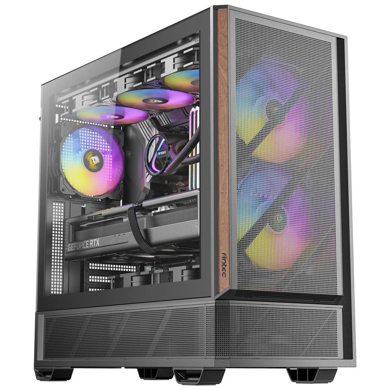 Antec P30 ARGB, 2 x 140mm PWM ARGB Fans & 1 x 120mm PWM ARGB Fan & 2 x 120mm PWM Reverse Fans Included, Premium Wood Accents, Optimized GPU Airflow, 360mm Radiator Support, Type-C, Mid-Tower ATX Case - Image 1
