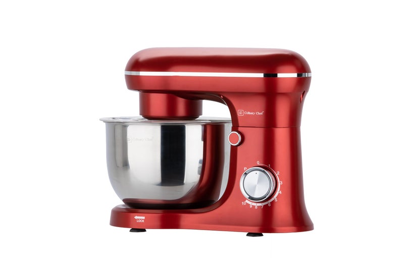 CULINARY CHEF Retro Electric Stand Mixer 475 Quart 45L 8 Speeds with Whisk Dough Hook Flat Beater Attachments Splash Guard RED