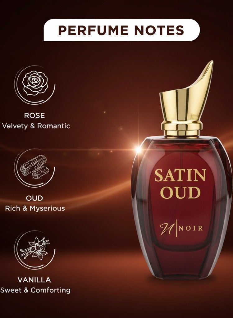 noir Satin Oud EDP | Intense Rose Oud and Vanilla Unisex Eau de Parfum | Long-Lasting Luxurious Scent | 80ml - Image 3
