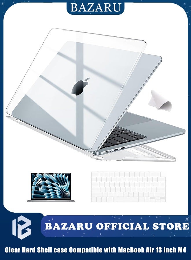 BAZARU Crystal Clear Hardshell Case for MacBook Air 13" M4 (2025/2024/2023/2022) M3 M2 A3240/A3113/A2681 - Laptop Case with Keyboard Cover & Screen Protector and Polishing Cloth For MacBook Air 13.6 inch Case - Image 1
