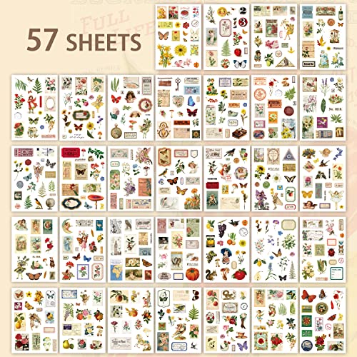 emmoolife 537pcs Vintage Washi Stickers and Papers for Scrapbooking, Ephemera Book for Journaling with Botanical Sticker and Scrapbook Decoupage Paper for Bullet Junk Journal, Scrapbooking Supplies for Adults - Image 3