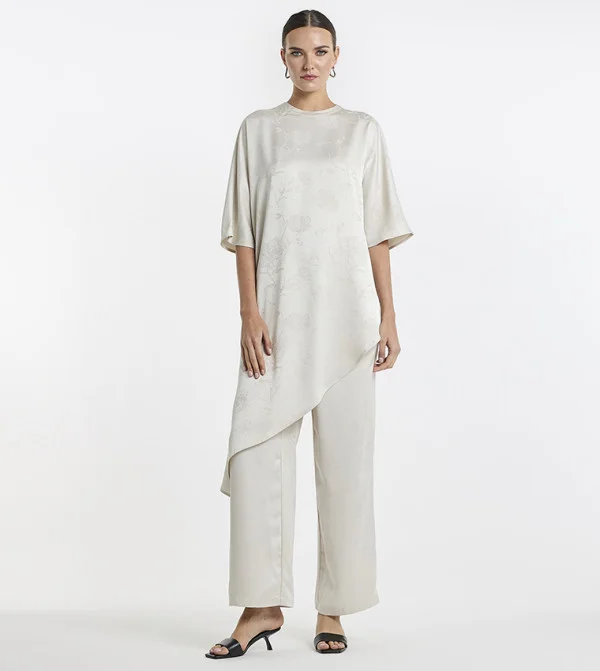 بي سي بي جي BCBG Jacquard Long Asymmetric Top