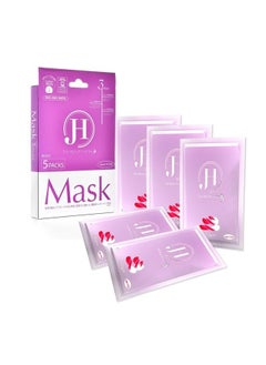 J&H Triple Collagen Facial Mask Sheet - Made in Japan - Anti-aging, Anti-wrinkle, Skin Firming, Rejuvenating, Brightening (Pack of 5)