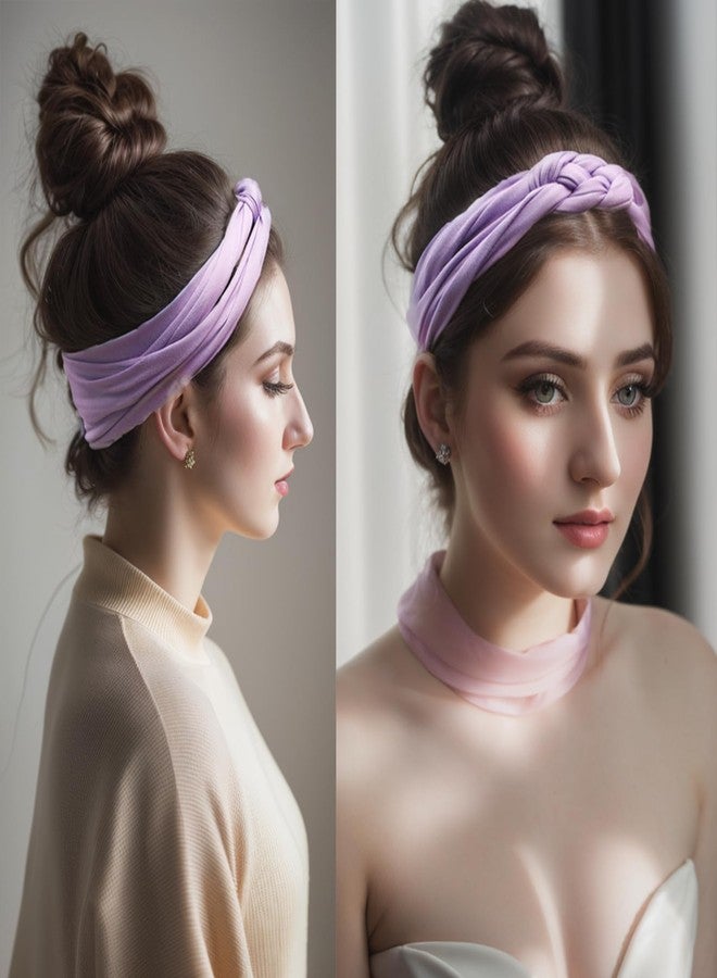 Vercret Headbands for Women Wide Sailor Knot Braided Headband Adjustable Hair Bands Non Slip for Girls Boho Stretchy Turban Headwrap Yoga Workout, Solid Color, 6Pcs - Image 2