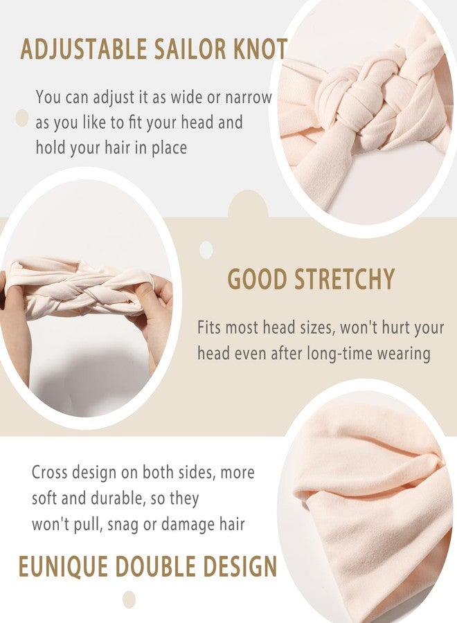 Vercret Headbands for Women Wide Sailor Knot Braided Headband Adjustable Hair Bands Non Slip for Girls Boho Stretchy Turban Headwrap Yoga Workout, Solid Color, 6Pcs - Image 3